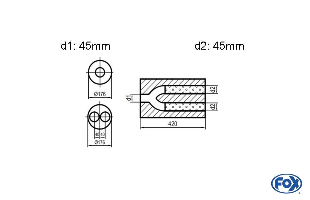 Fox Uni-Schalldämpfer UNI-H5564204545 für Universalschalldämpfer 556mm (Umfang)