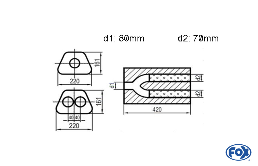 Fox Uni-Schalldämpfer UNI-H6444208070 für Universalschalldämpfer 644mm (Umfang)