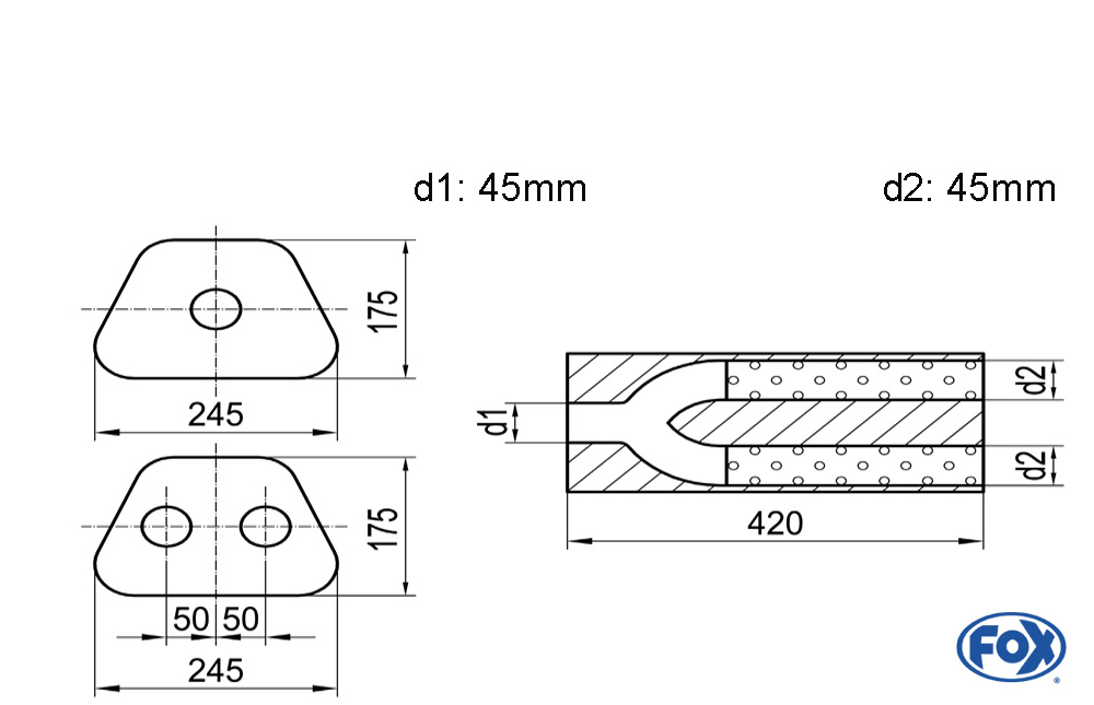 Fox Uni-Schalldämpfer UNI-H7114204540 für Universalschalldämpfer 711mm (Umfang)