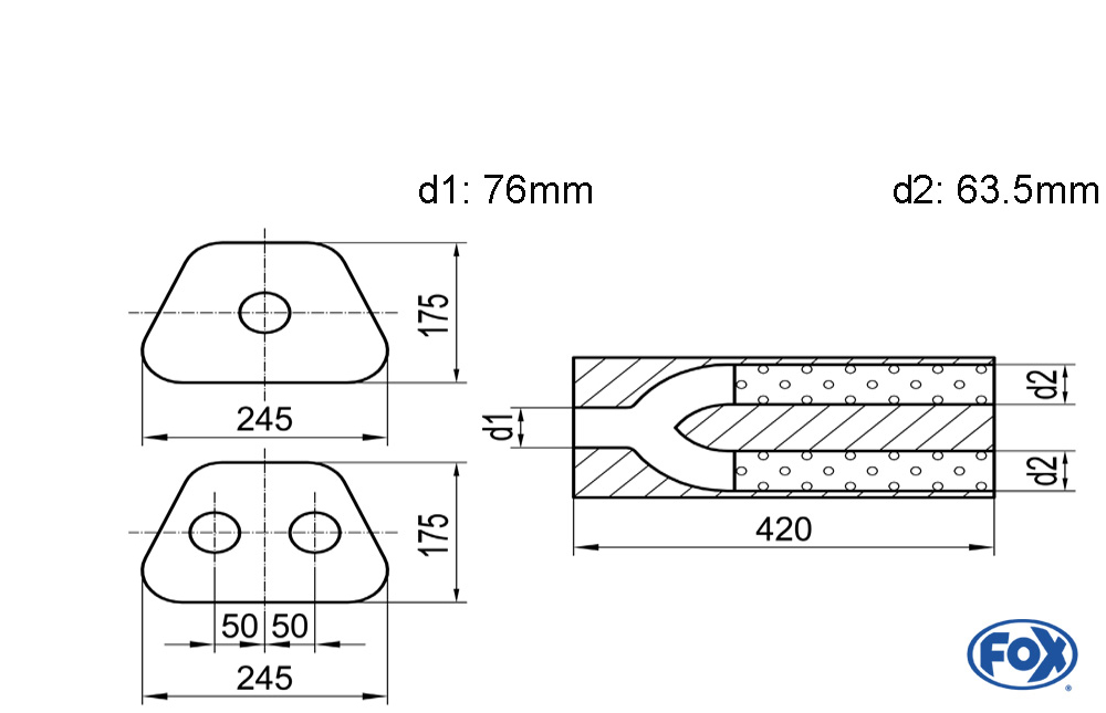Fox Uni-Schalldämpfer UNI-H7114207663 für Universalschalldämpfer 711mm (Umfang)