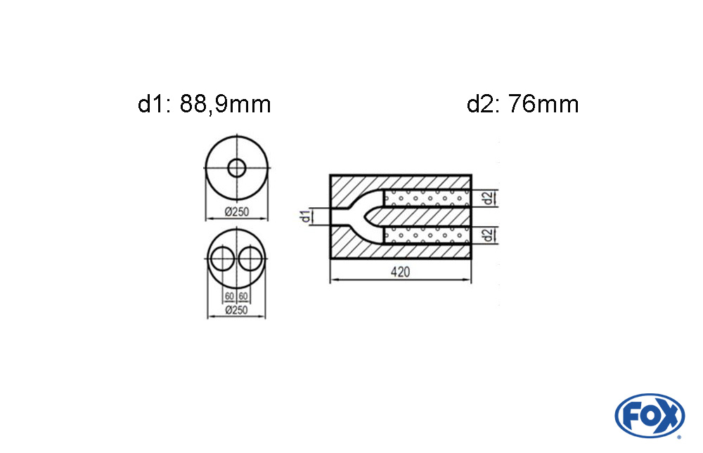 Fox Uni-Schalldämpfer UNI-H7844208070 für Universalschalldämpfer 784mm (Umfang)