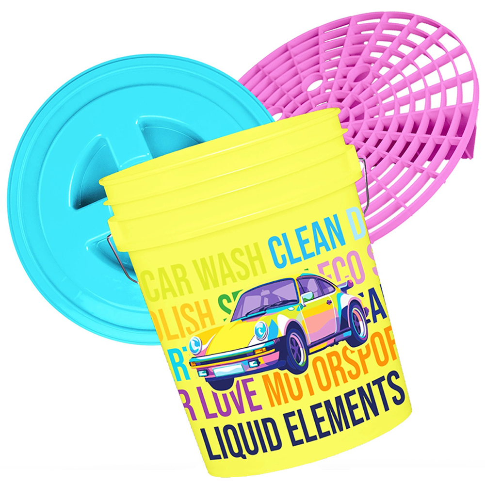 Liquid Elements Wascheimer 20 Liter inkl. Schmutzsieb und Deckel Pop Art Auto